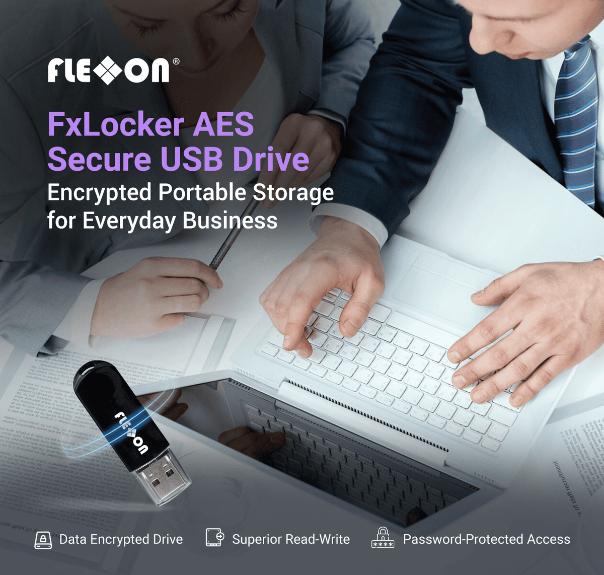 Fxlocker Password Secured USB Flash Drive (3D TLC) 16GB to 128GB ...