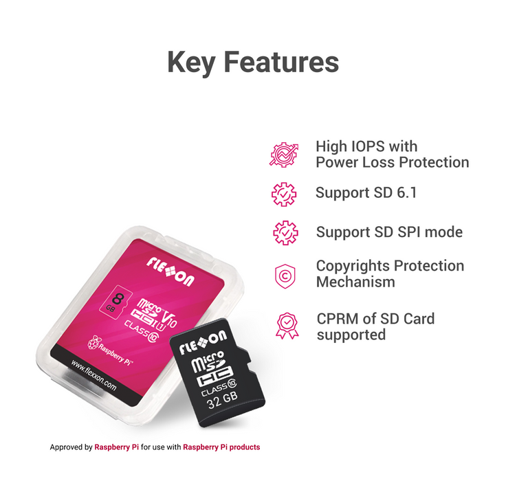 FxAdv II microSD Memory Card for Raspberry Pi (3D TLC) 32GB to 256GB