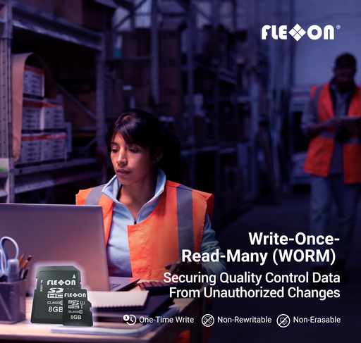 Write-Once-Read-Many (WORM) Industrial microSD/SD Card available in MLC, from 4GB to 128GB